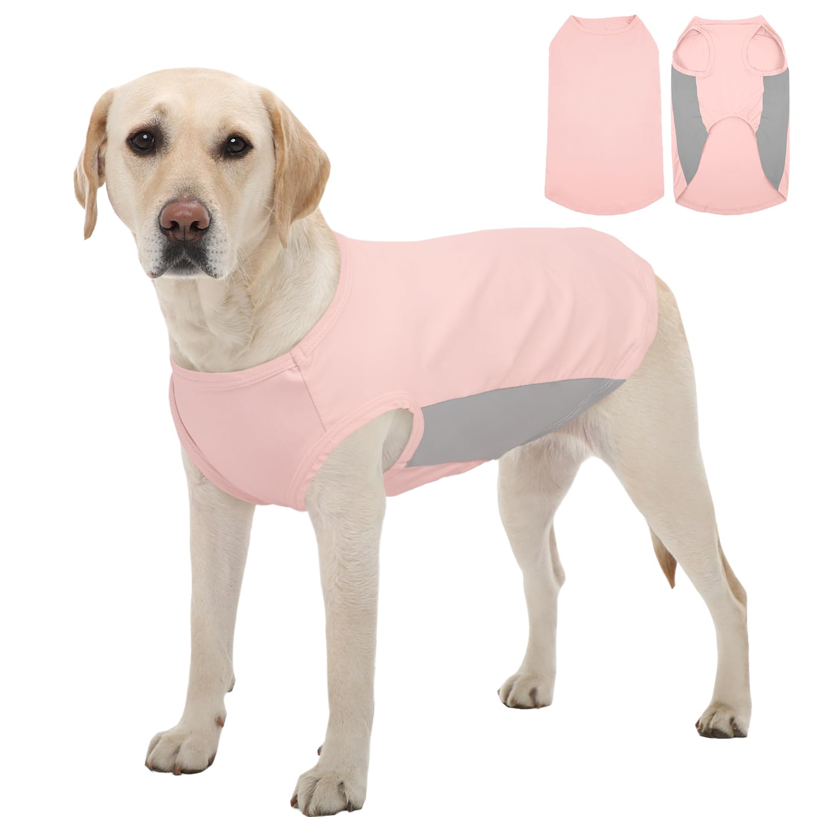 Kuoser Dog Sun Protection Vest, Lightweight Summer Dog Clothing Shirt, Breathable Cooling Vest for XXX-Large Dogs Outdoor Walking (Pink, 3XL)