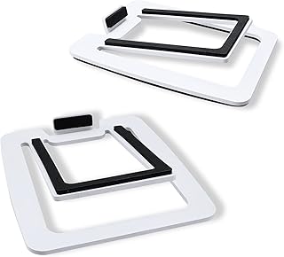 Sanyun SW601 Metal Desktop Speakers Stands for Compact 2''-3'' Speakers, Tilted Steel Damping Foam Padding for Computer PC Tabletop Monitor Speakers, Recommended for SW208 White (Pair)