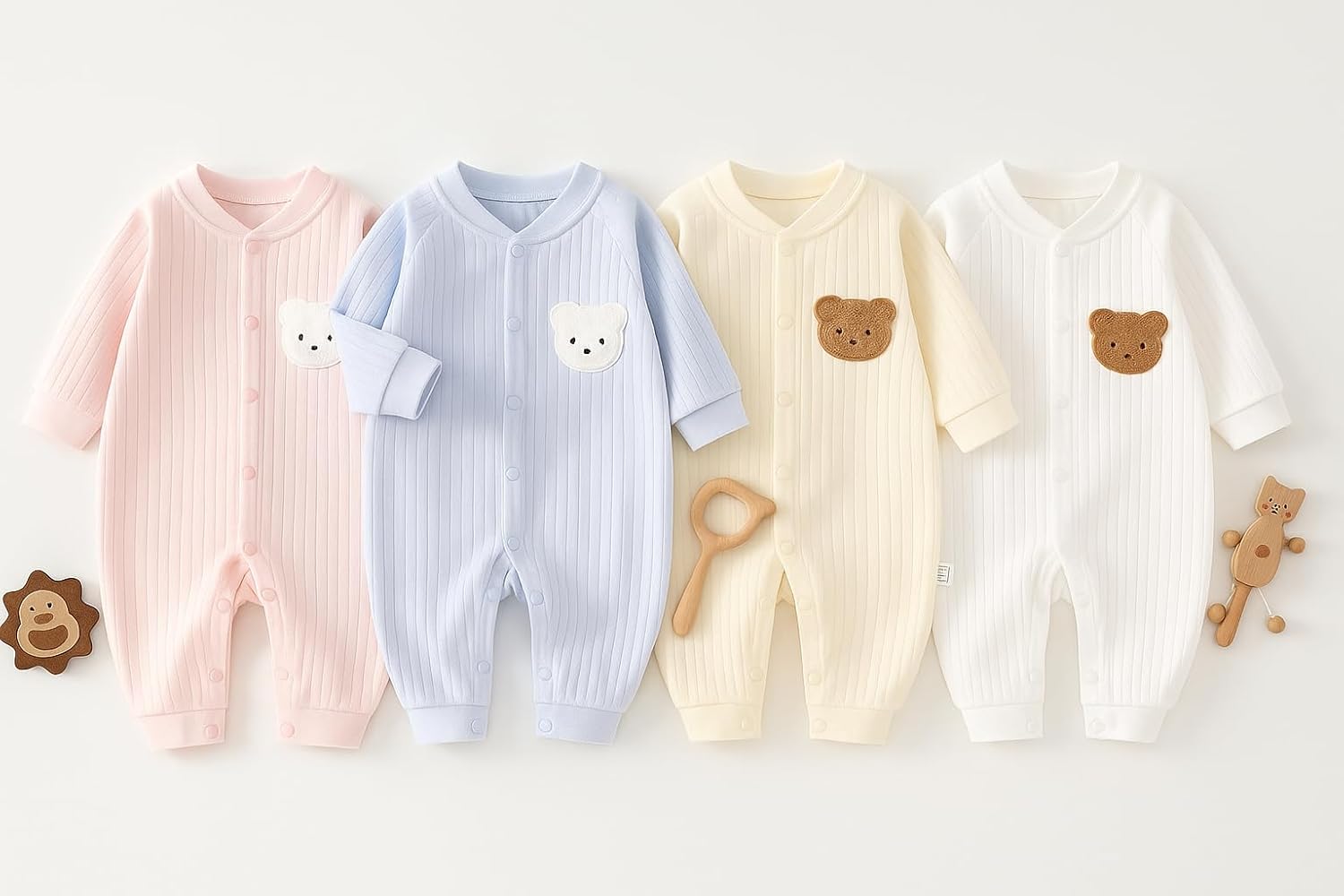 KaKa Co. Baby Long Sleeve Bodysuit Rompers, 100% Cotton, Soft & Hypoallergenic One-Piece Outfit for Infants 0-12 Months - Image 5