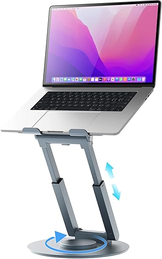 Ergonomic Aluminum Laptop Stand with 360° Rotation – Grey