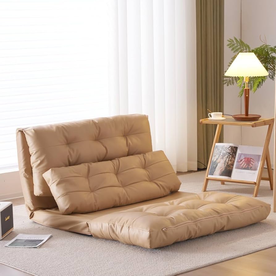 ソファーベッド 2人掛け幅108cm 6段階折りたたみベッド 組立て不要 枕付き