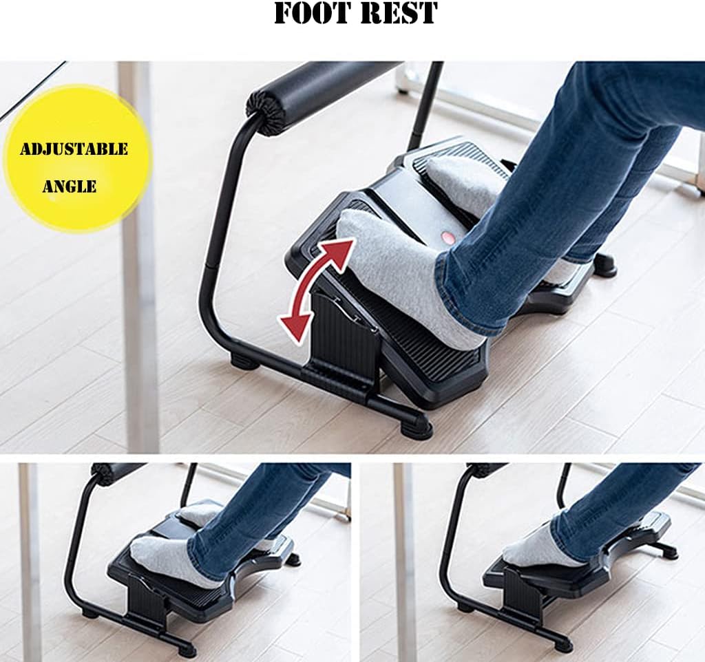 Adjustable Rocking Foot Rest for Under Desk at Work, Ergonomic Office Footrest Foam Leg Rest Elevated Under Table, Standing Desk Foot Rocker Stand Support (Black)