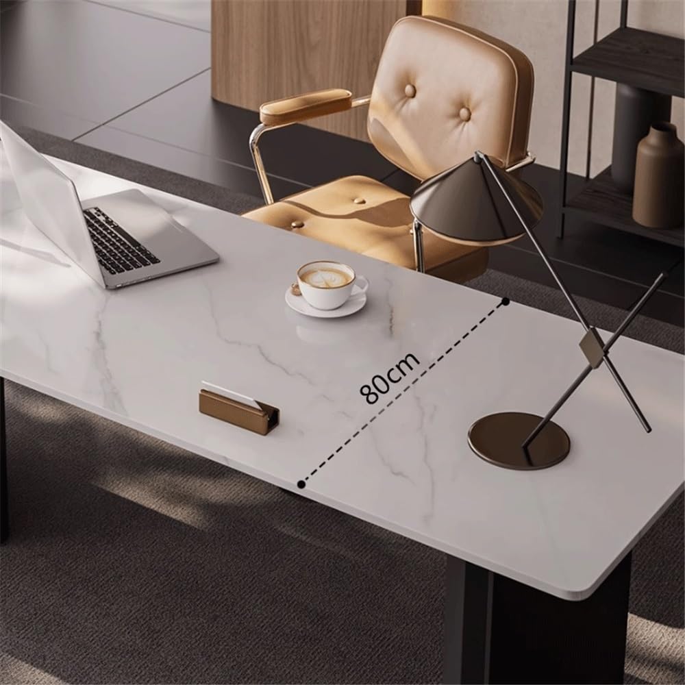 Nowoczesne biurko szefa kuchni z płytą kamienną i stabilnymi metalowymi nogami, minimalistyczne biurko do domowego biura, biurko komputerowe (XL)