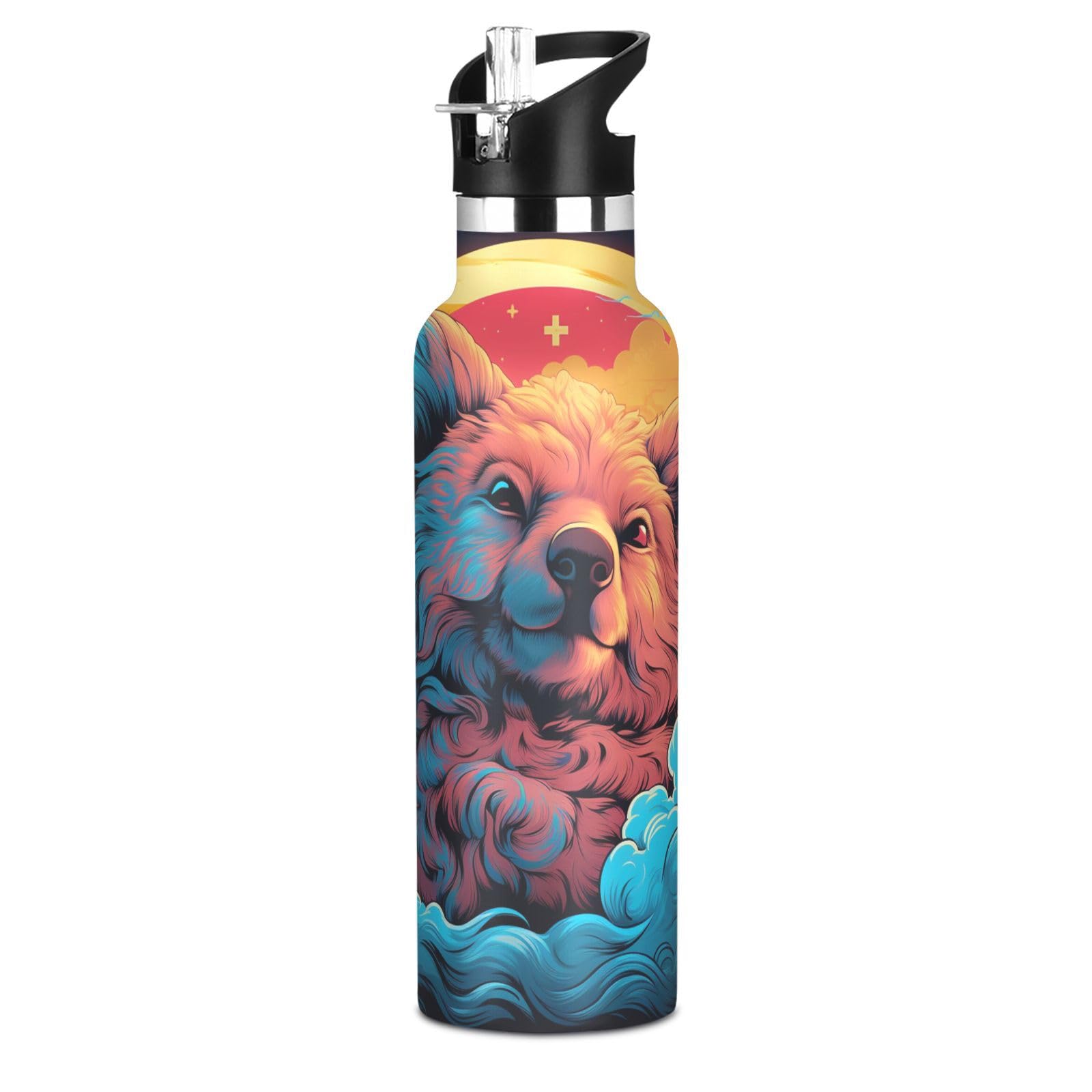 Kaaviyo Boys Pattern Koala Moon Bear Clouds Water Bottle Stainless Steel Jug Insulated Vacuum Cup For Girls(600Ml)