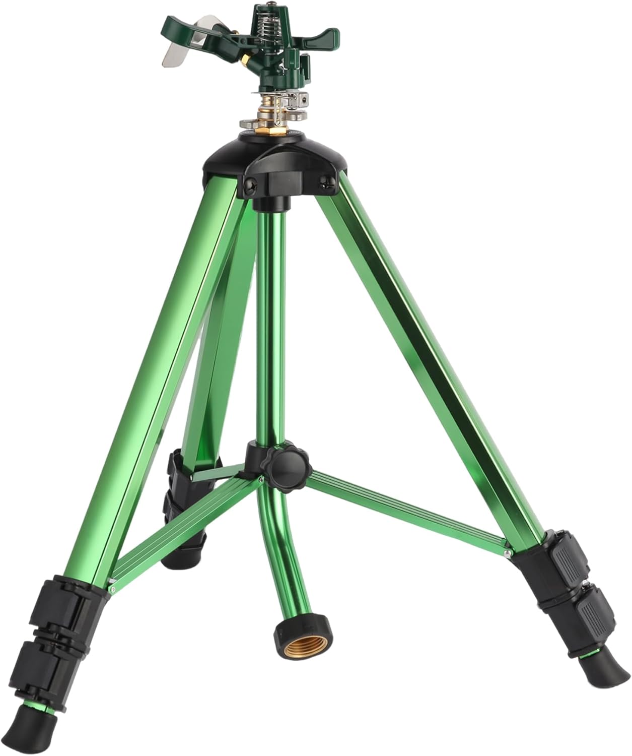 Green Zinc Alloy Water Bird Sprinkler, Heavy Duty Tripod Base Garden Sprinkler, 360 Degree Large Area Irrigation, Durable Flip Lock Legs & Adjustable Nozzle, 1 Pack