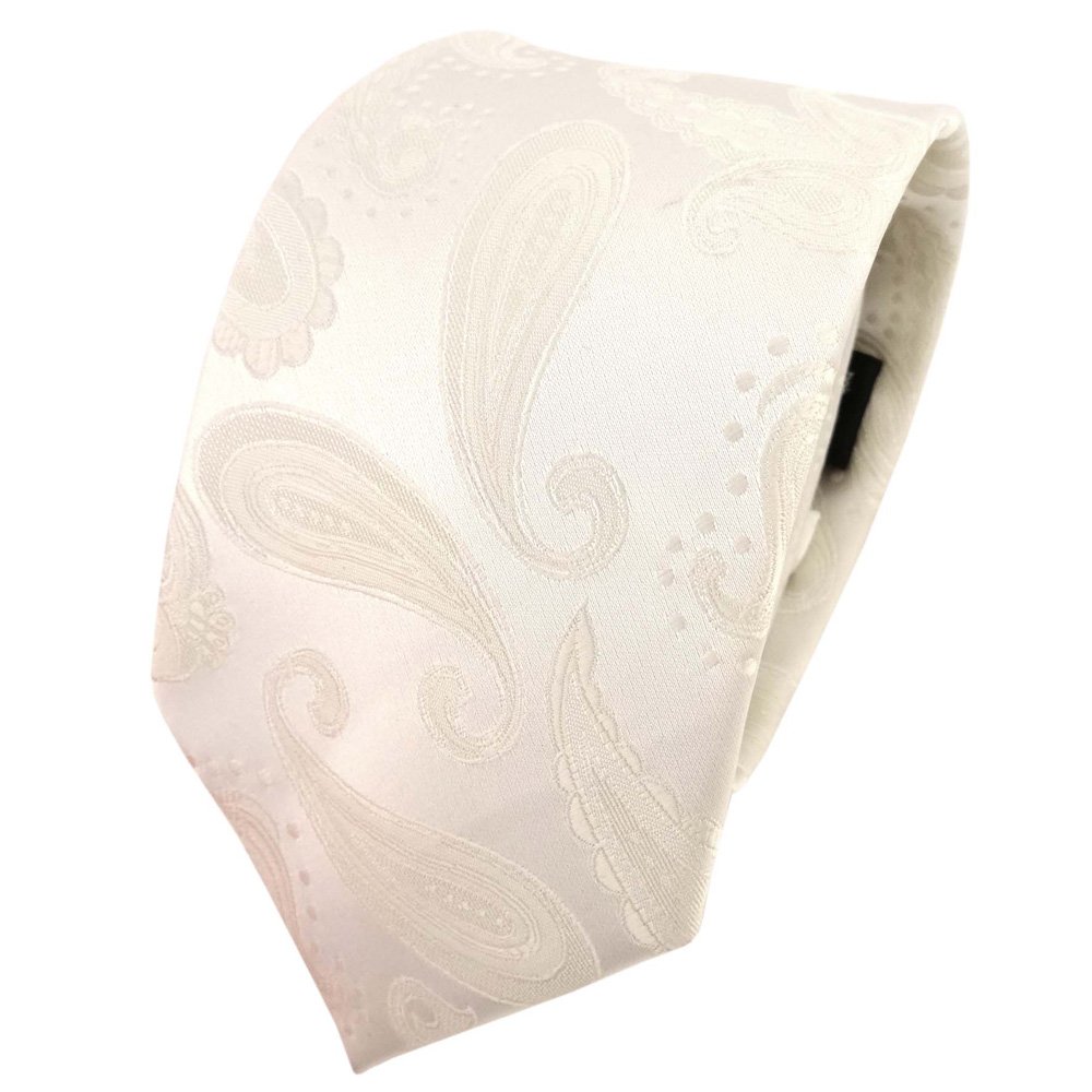 TigerTie Designer tie necktie cream beige cream-white Paisley - Tie