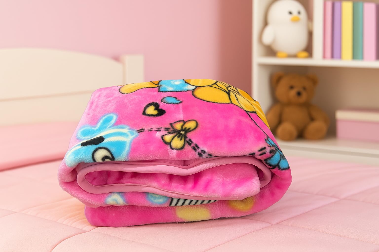 DIVYAM Soft Kids Blanket Light Pink 80x120 cm Set of 1 – Ultra Soft, Skin-Friendly, Lightweight & Warm Multi-Season Fleece Blanket for Crib, Stroller, Travel, or Naptime, Full Coverage Blanket