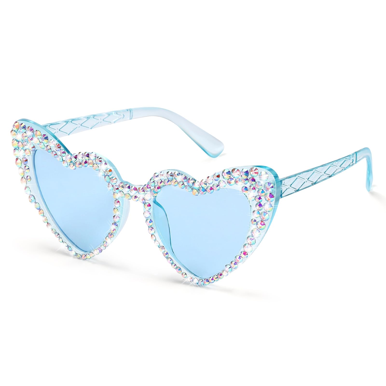 Etercycle Blue Heart Sunglasses For Women Shiny Rhinestone Sun Glasses For All Party Bridesmaids Gifts Women Sunglasses For