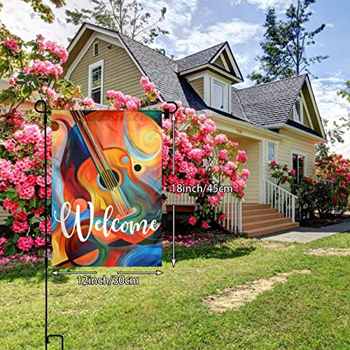Guitar Music And Rhythm Print Garden Flags Premium Abstract Chic Design Oil Painting Yard Flag Holiday Party Flag Outdoor Farmhouse Decor Home Porch Flags 12 X 18Inch #TOP2