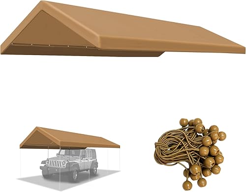 Miniatura 9 de BenefitUSA Cubierta de refugio de repuesto para carpa de garaje de 12 x 20 pies con cuerdas elásticas (blanco)