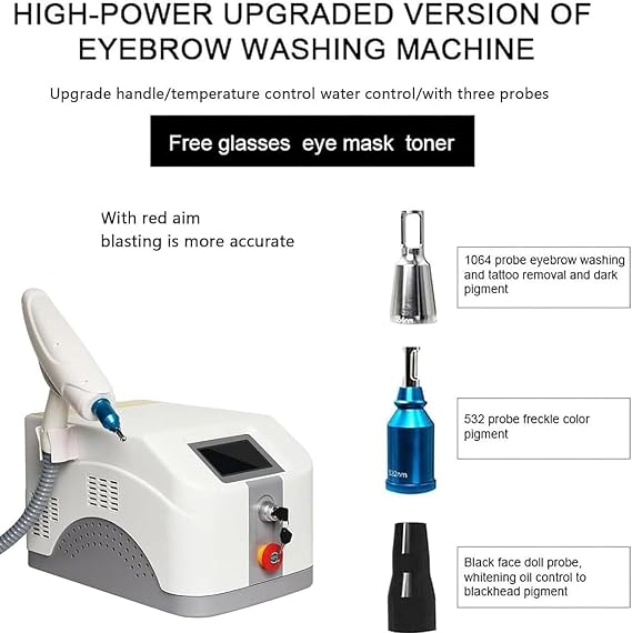 Eyebrow Tattoo Removal Machine, 3-In-1 Laser Removal Device with 532nm 1064nm, Carbon Black Doll For Stubborn Pigment, Tattoos, Blackhead Removal, Skin Brightening, For Salons And Home Use
