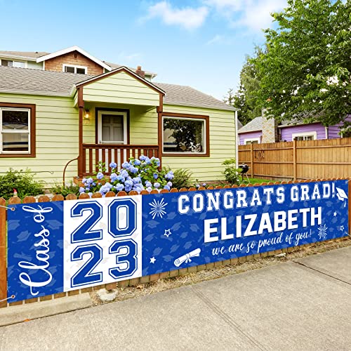 Graduation Congratulations Banner Decorations, Class Of 2023 Personalized Graduation Banner With 78 Alphabet Stickers, Custom Banner Backdrop For High School College Graduation Party Supplies, Blue #TOP8
