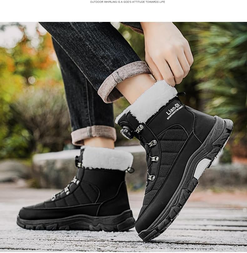 Mens Winter Fleece-Lined Thick Insulated Cotton Boots Warm High-Top Snow Boots for Men, Cold-Weather Casual & Outdoor Winter Shoes - Image 6