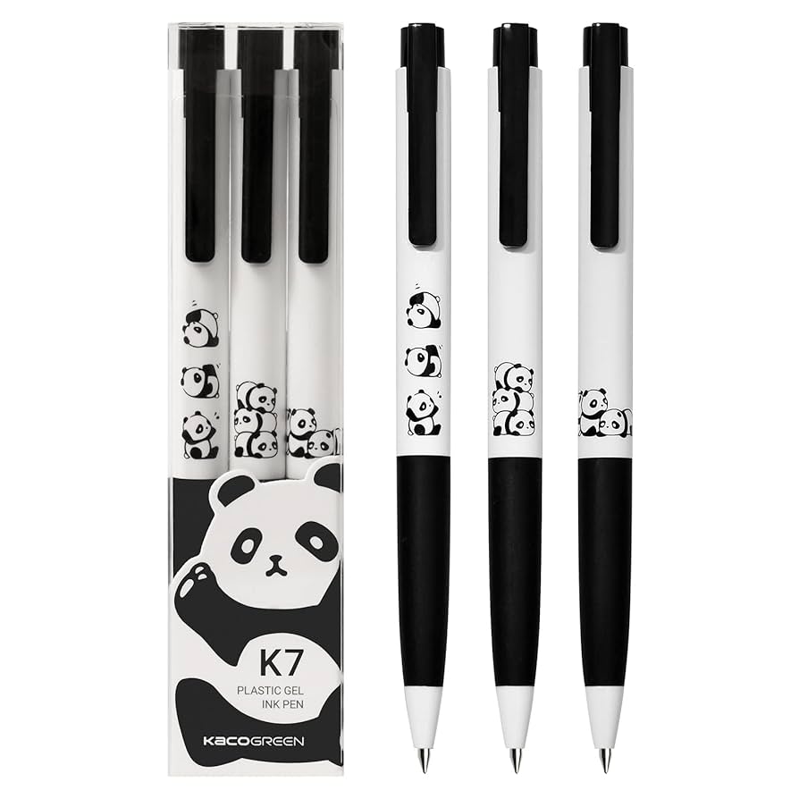 Amazon.com: Kaco K7 Gel Ink Pens 3 Pieces Cute Panda Black