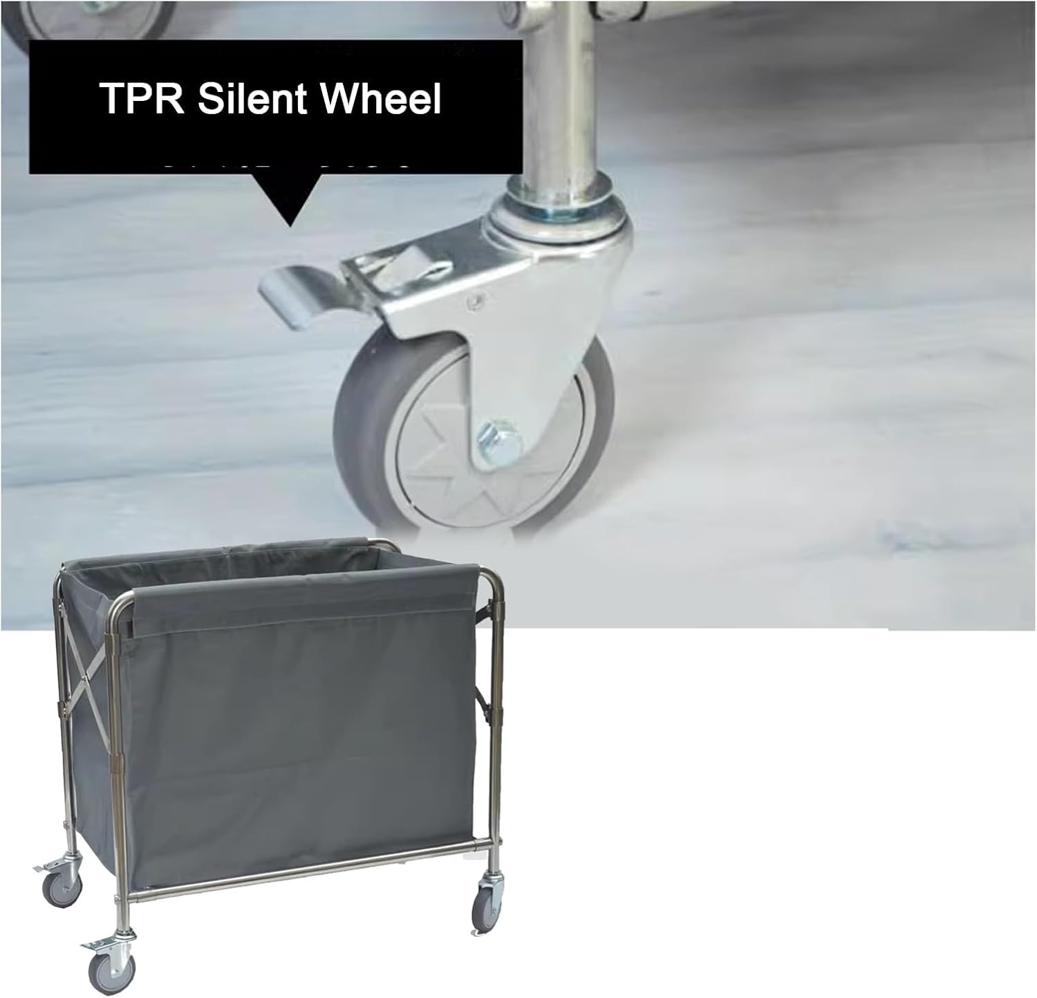 Laundry Basket Collapsible Industrial Waterproof Oxford Cloth Laundry Cart with Wheels Foldding Extra Large Oxford Cloth Hamper for Commercial Home Laundry Bedroom(Brown)