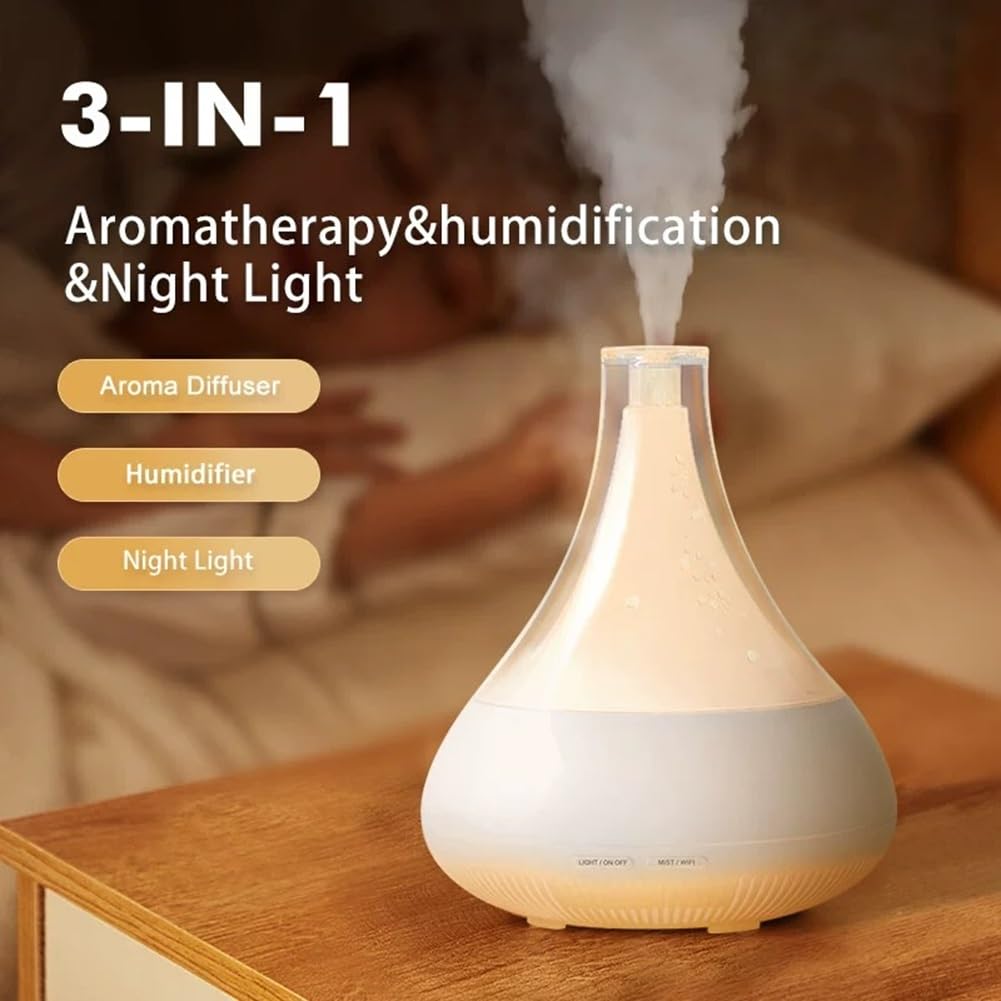 Diffusore di oli essenziali wireless smart WiFi, compatibile con Alexa e Google Home, app per telefono e controllo vocale, grande diffusore a ultrasuoni, impostazioni LED e timer