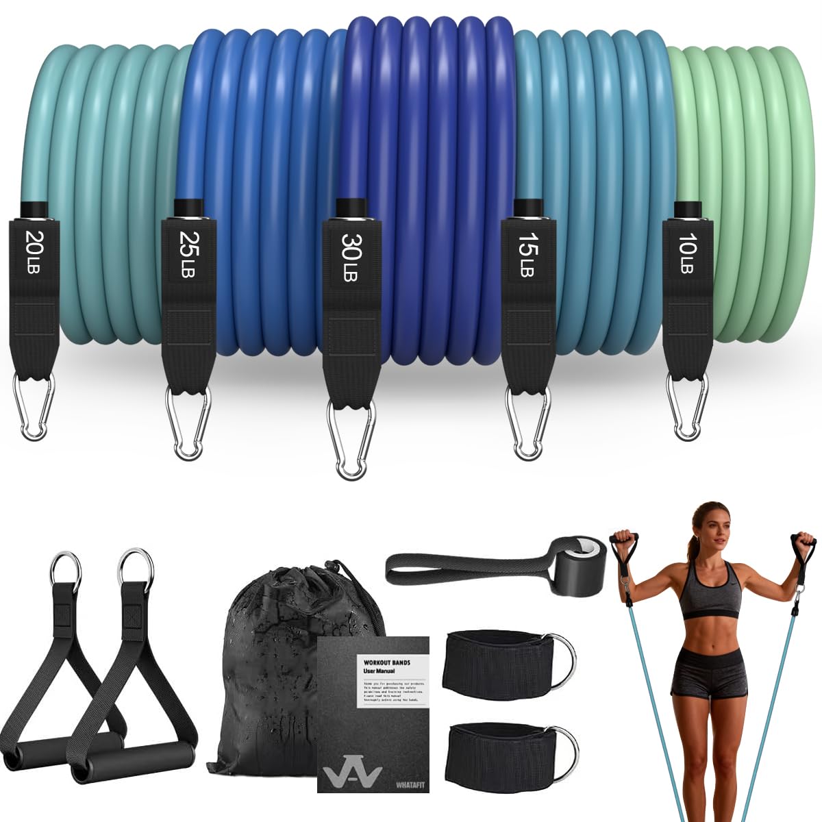Amazon.com: WHATAFIT Resistance Bands, Workout Bands Set with