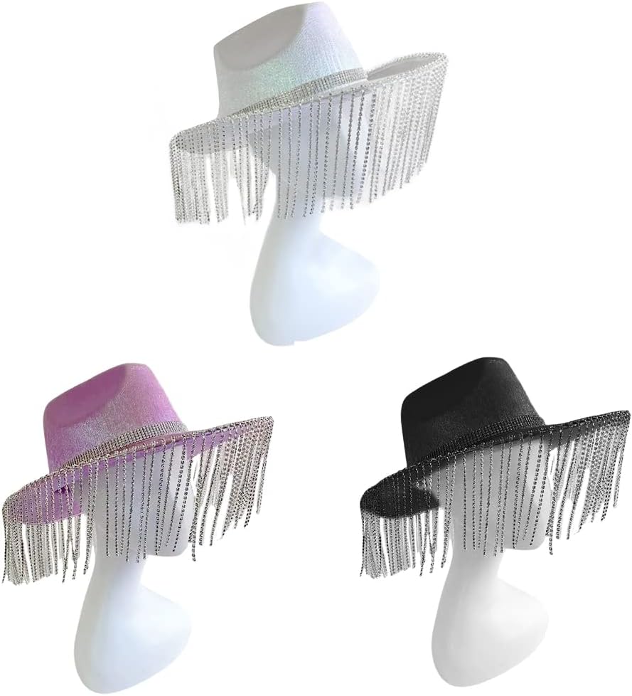 Tassel Cowboy Hat Tassel Cowgirl Hat Bachelorette Party Hat Glitter Cowgirl Hat