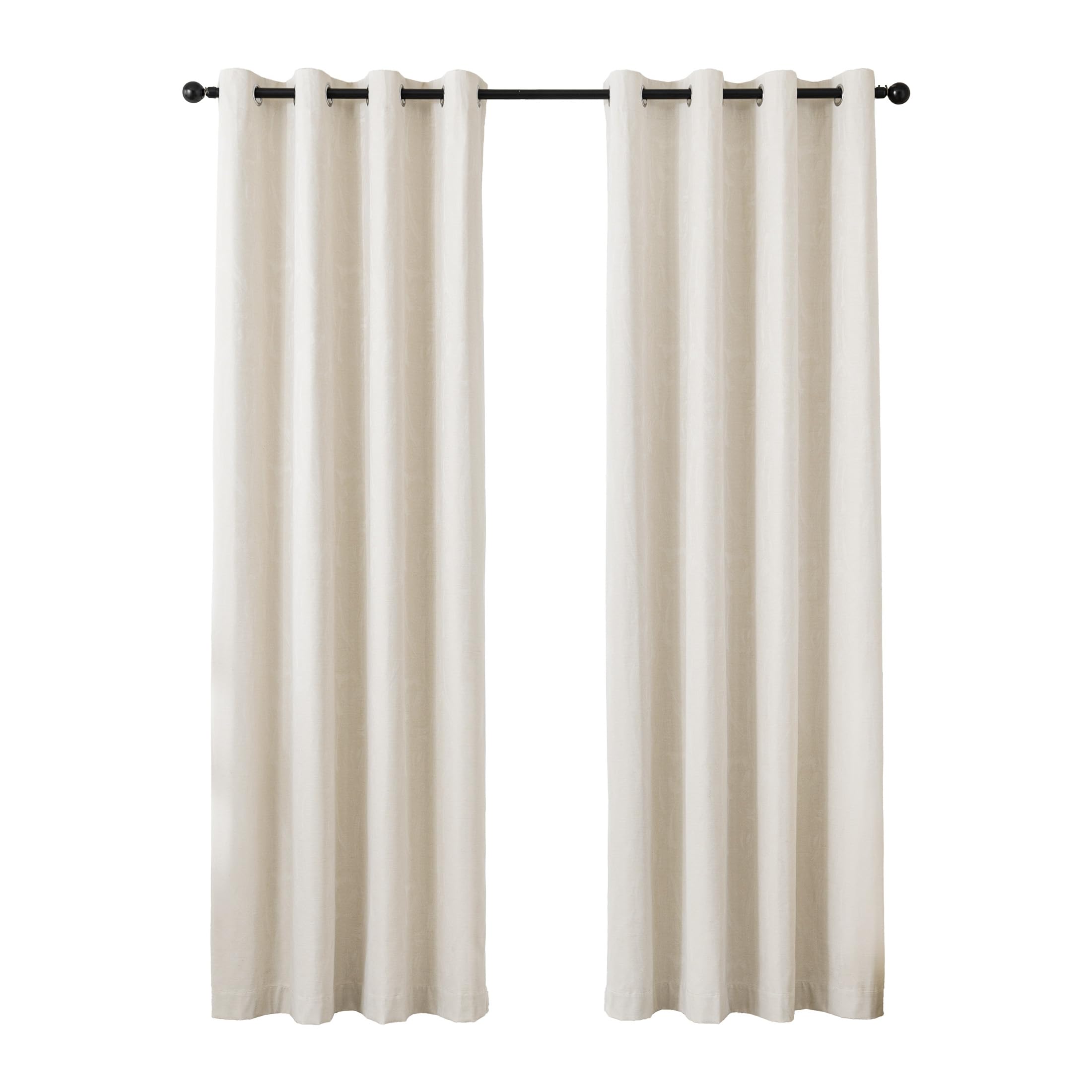 Sonive Rideaux Occultants 100%, Lot de 2 avec Œillets, H300 x L145cm | Rideaux Jacquard Thermiques pour Chambre, Salon Beige