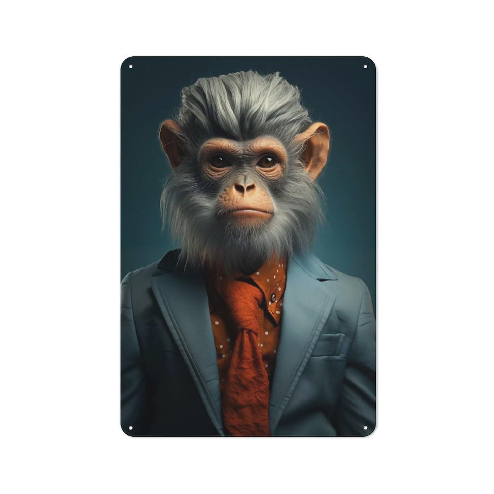 Junmoney Monkey In Suit Animal Art Tin Wall Plaque 30X20cm With For Studio Or Craft Room, For Cooler-Season Styling In Studio And Craft Room