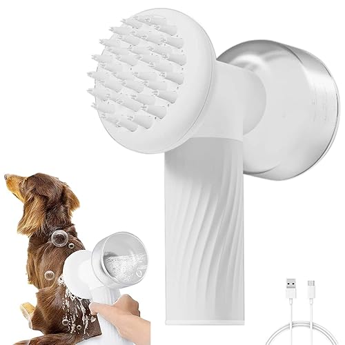 Miniatura 1 de Cepillo de baño para perros, cepillo automático de espuma para champú para perros con dispensador de jabón para perros y gatos, cepillo de baño