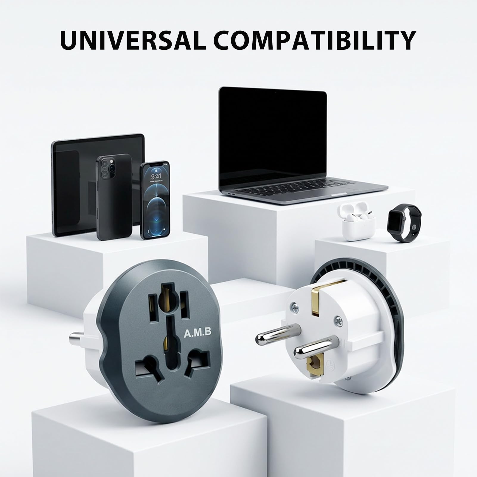 4 Pack Adaptador Enchufe Universal de Viaje, EU Adapter,Adapter Steckdose, Stecker Adapter, Adapter China Deutschland Stecker para Alemania, España, Austria, Países Bajos, Francia, Italia - 5