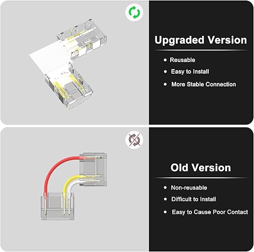 Miniatura 2 de PAUTIX Conectores de 0.394 pulgadas, 6 conectores T, conexión de extensión de terminal sin soldadura para tiras de luces LED COB CCT de 3 pines, no