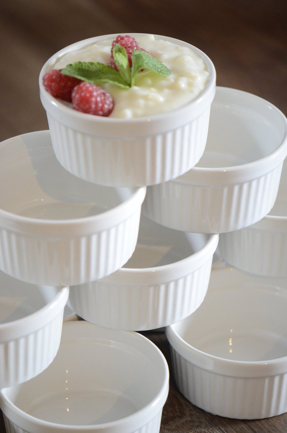 24 moldes para soufflé para tartas, 9 cm de diámetro, porcelana, 120 unidades