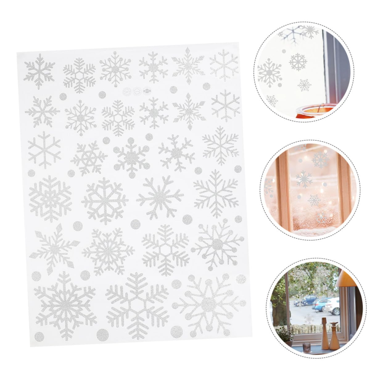 VALICLUD 5 Láminas de Pegatinas Navideñas de Copos de Nieve Purpurina Plateada para Decoración de Ventanas y Puertas Adhesivos para Cristales en Temporada Navideña Decoración Festiva de