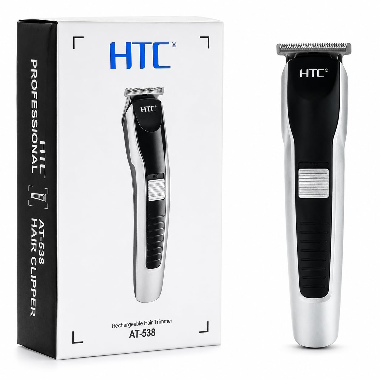 HTC AT-538 Professional Rechargeable Hair Clipper Trimmer | Cordless Design, T-Blade Precision, For Men, Black & Silver-picture-23