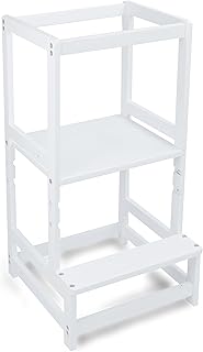 509 Crew Cliff - Torre de aprendizaje para niños, plataforma de altura ajustable, color blanco