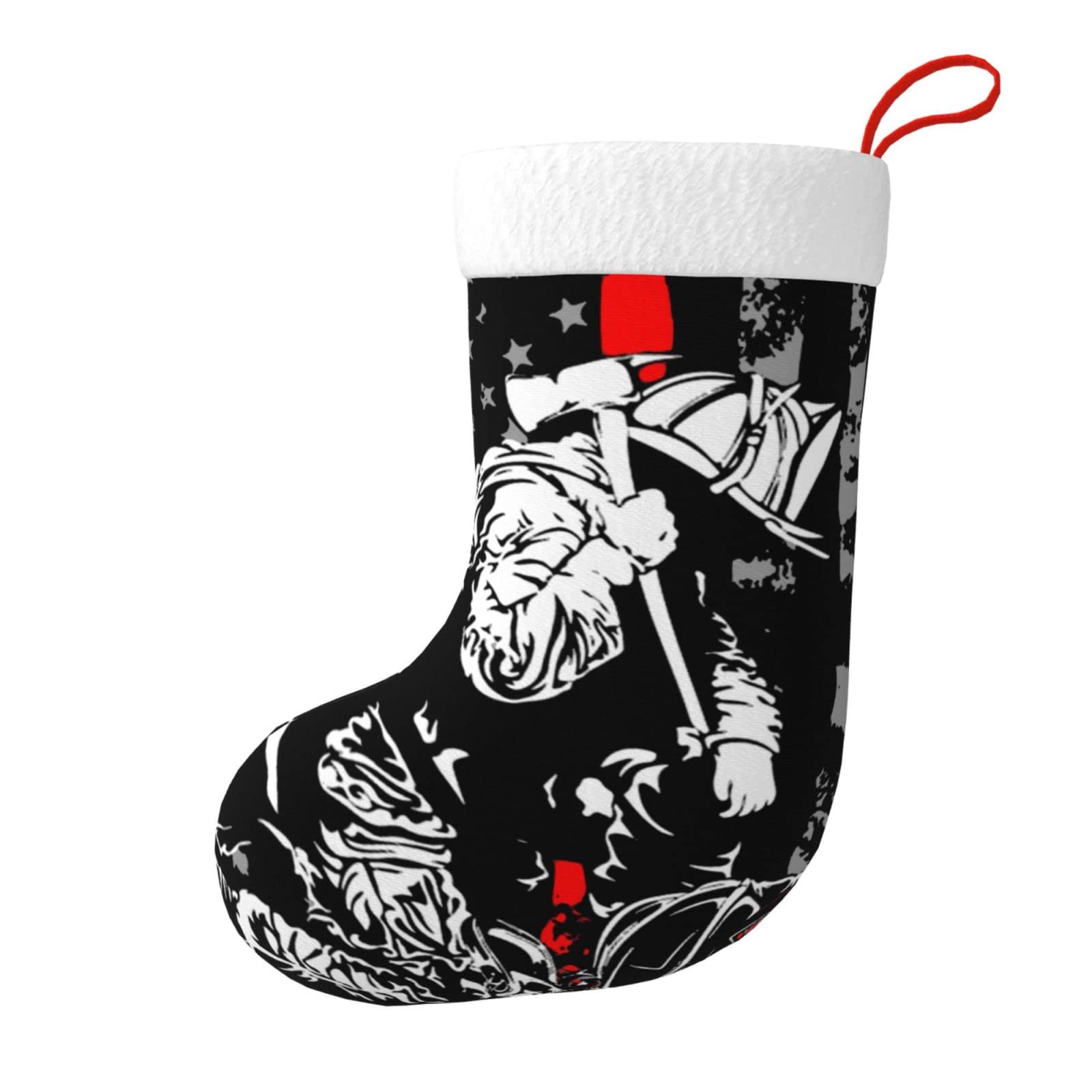 Augenstern Christmas Stockings Firefighter Axe Red Line Double-Sided Fireplace Hanging Stockings