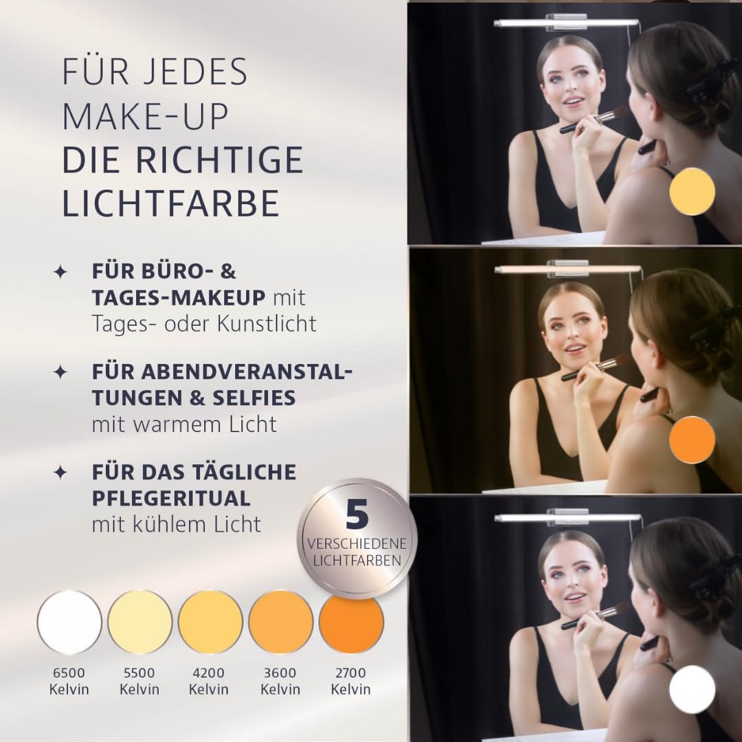My BEAUTY LIGHT Glamour Edition 5-in-1 LED-Spiegelleuchte simuliert Tageslicht 5 Lichteinstellungen