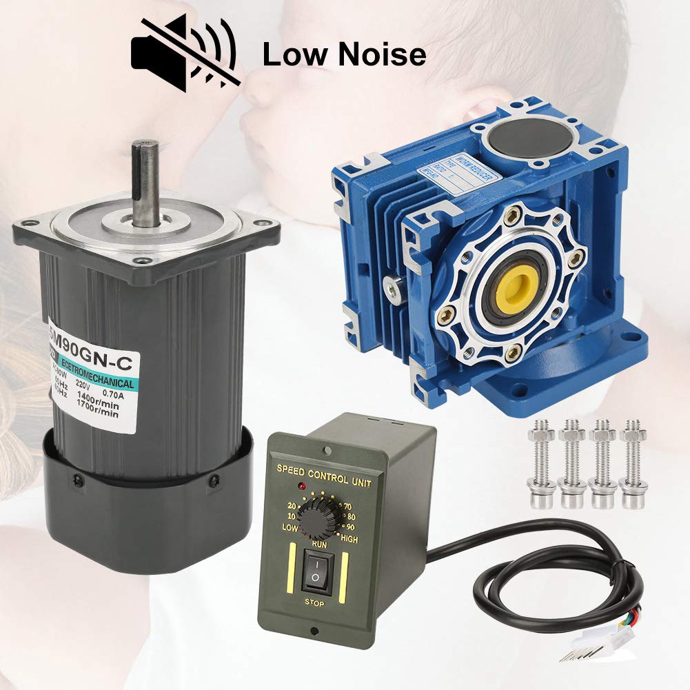 AC-Getriebemotor, 90 W, 220 V, Selbsthemmender Getriebemotor mit Drehzahlregler für Industrielle Hausautomationsförderer (Untersetzungsverhältnis 15k)