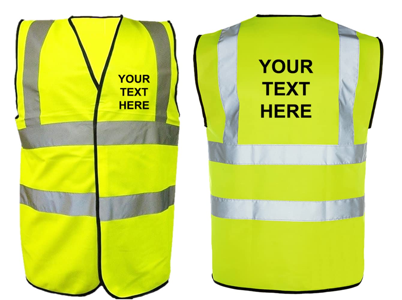 PROSTYLE SPORTS Customised/Personalised Hi vis-viz High Visibility Reflective vest/waistcoat Printed safety high visibility vest with your text (Hiviz Yellow (Printed Front & Back), 3XL)