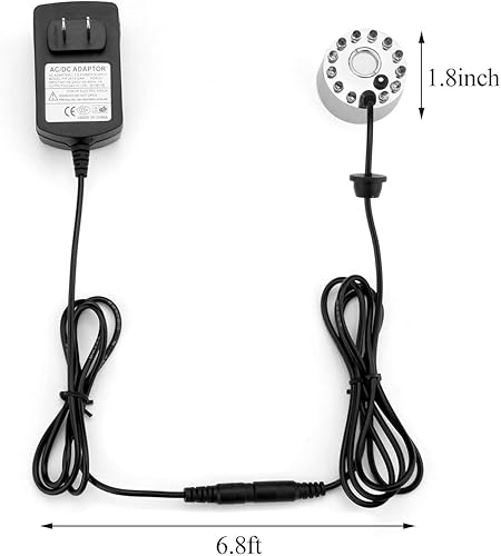 Miniatura 7 de AGPtEK Aluminum Mist Maker Water Fountain Pond Fogger Air Humidifier Atomizer Mini Fog Machine with 12 Color Changing LED Lights