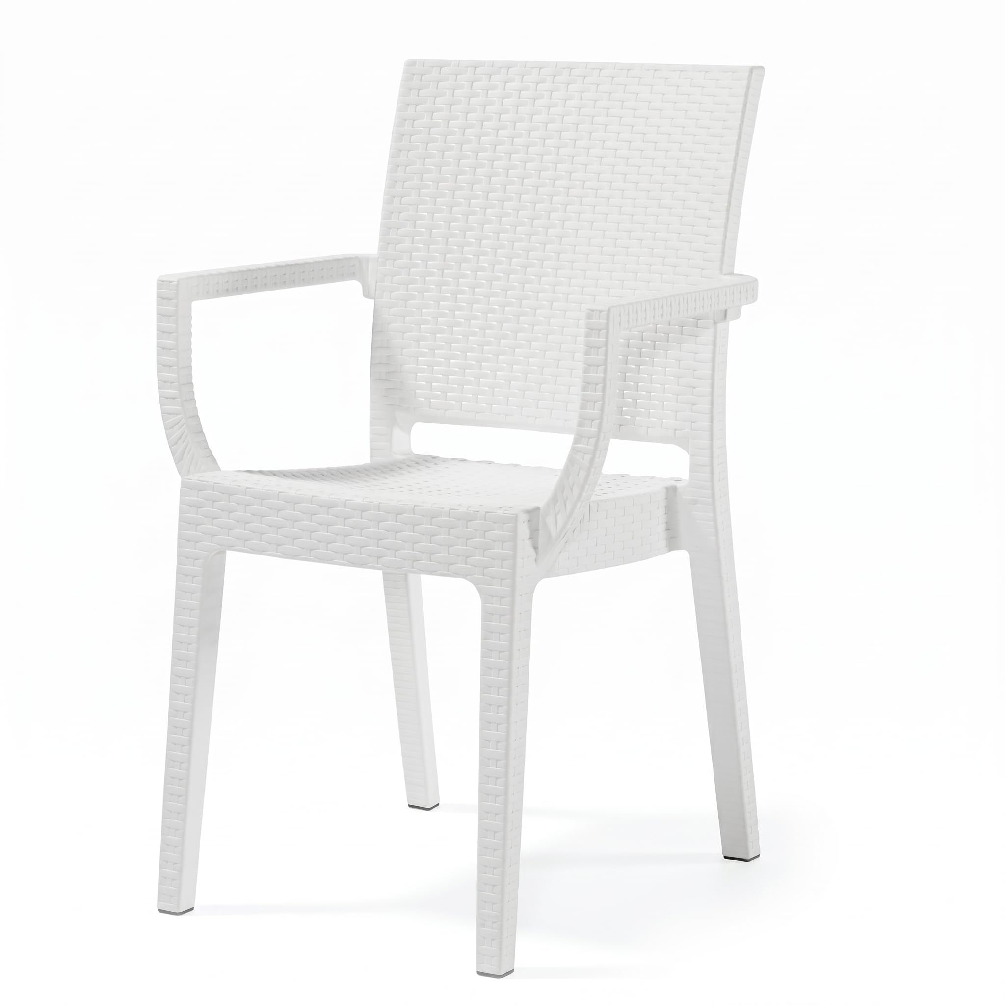 Sillón de Jardín Exterior Efecto Ratán | Resistente y Ligero | Blanco