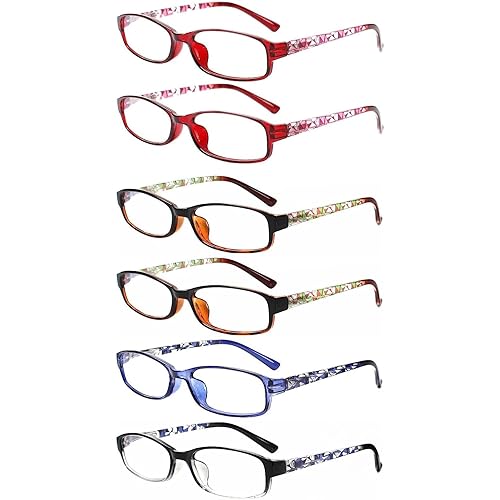 NORPERWIS 6 Pack Ladies Reading Glasses for Women Blue Light Blocking Spring Hinge Fashion Eyeglasses Readers for Women (Mix Color-8, 3.00)