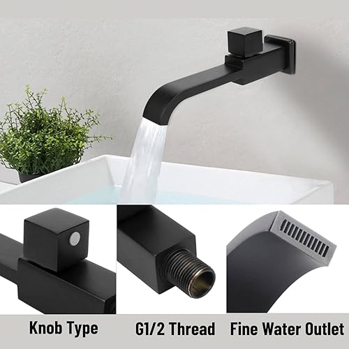 Miniatura 4 de Grifo de agua de conexión de rosca G12, grifo de lavabo montado en la pared, grifo de agua fría, accesorios de baño, negro mate