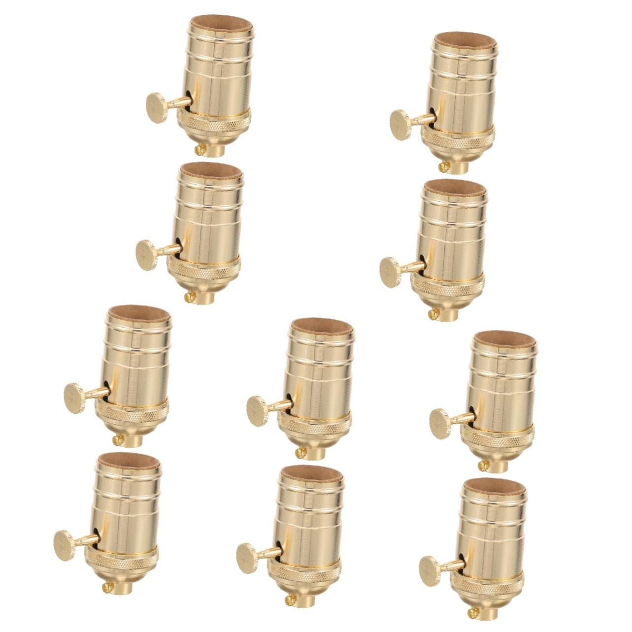 Housoutil 10 Pièces douille avec bouton led leds lumière cuisine cordon de lampe cordon lumineux accessoires de lampe support de douille de lampe alliage d'aluminium Golden