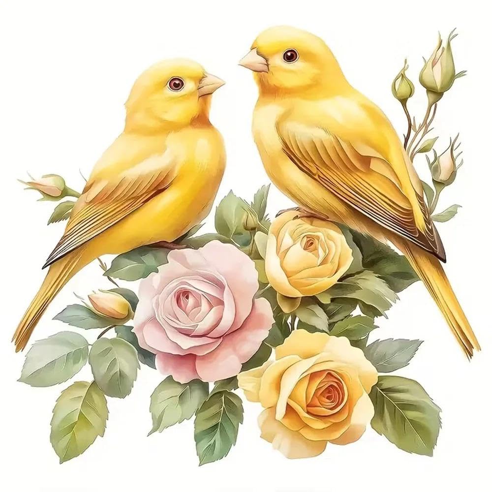 Yellow Flowers and Yellow Birds Vinyl Decal Stickers Scratch Blocking Self Adhesive Waterproof Decal(10x9cm)