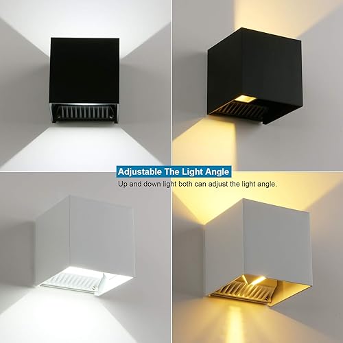 Miniatura 5 de Yosoan - Lámpara de pared impermeable de aluminio IP65, 6000 K, 4.7 pulgadas, 20 W, luz moderna súper blanca de 86-265 V, ajustable, para