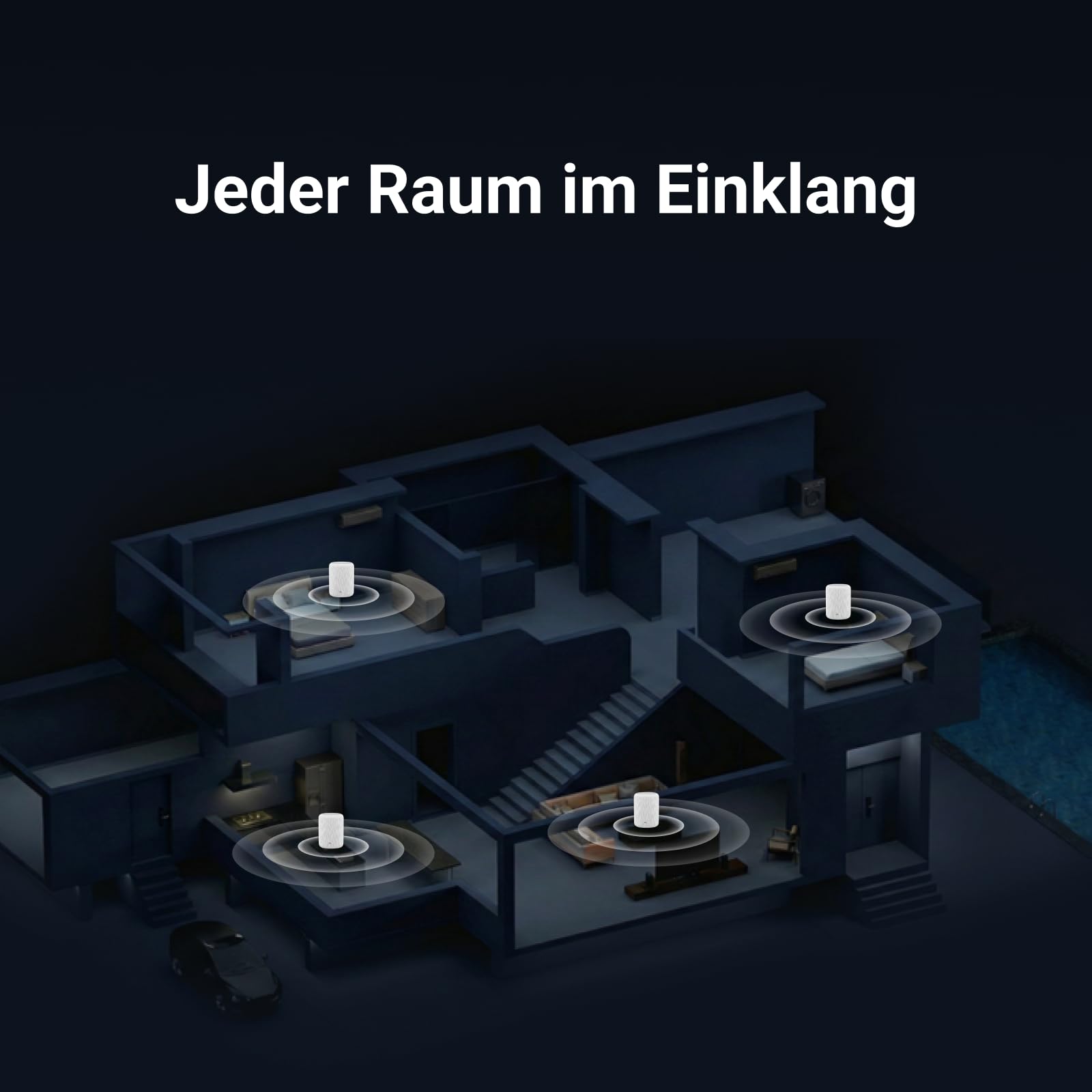 WiiM Sound Lite Smart Lautsprecher, Alexa integriert, WLAN 6E/Bluetooth 5.3 Speaker, Hi-Res 24-bit/192 kHz, AI RoomFit™ Raumkorrektur, 100W Peak, Multiroom und Stereokopplung für PC und TV, Weiß