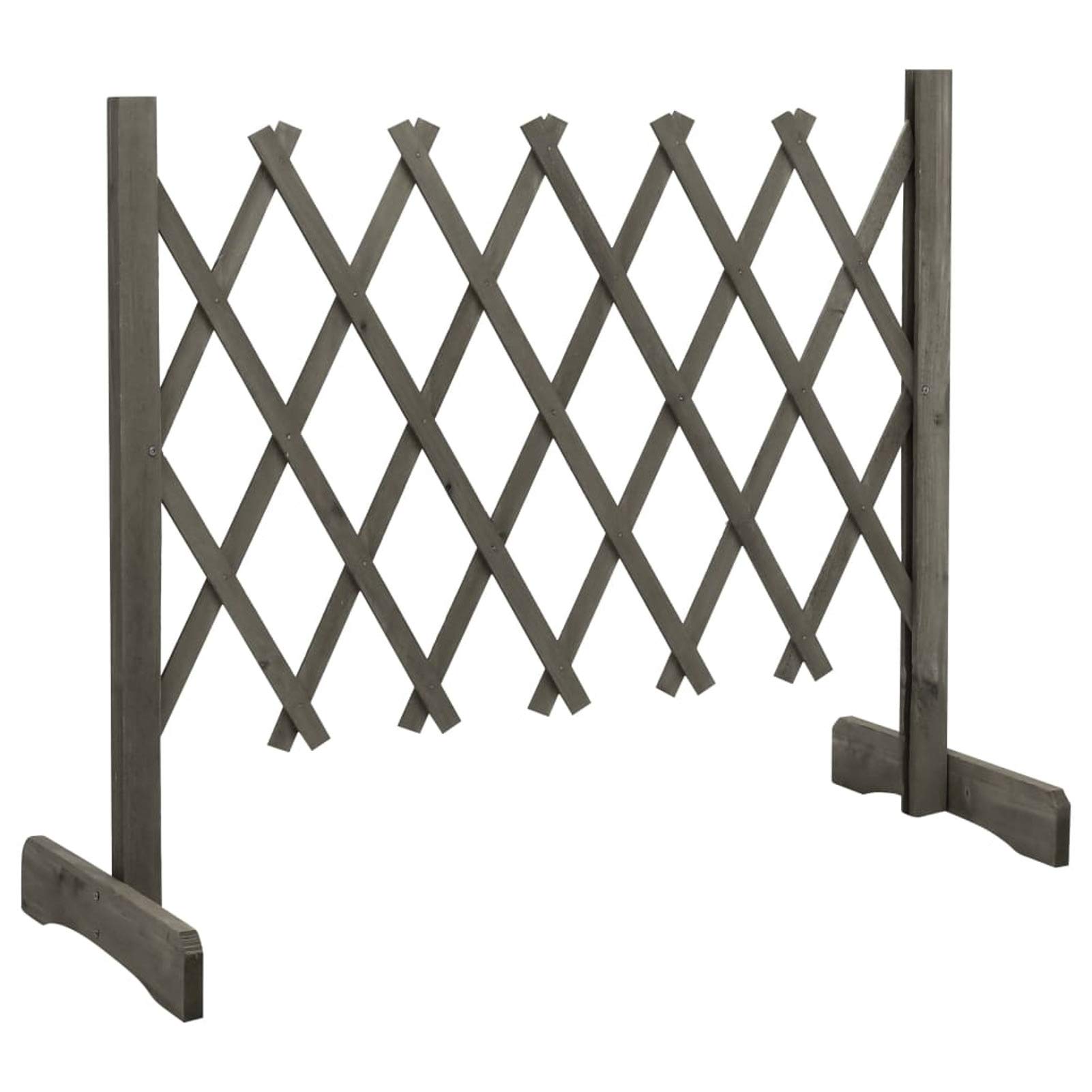 Susany Grey Garden Trellis Fence Expanding Trellis Retractable Fence Gate Freestanding Garden Screen Plant Wooden Fence 120X60 Cm Solid Firwood