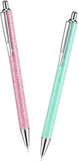 2 Pieces Weeding Pen Vinyl Pen Pin Weeding Tool Fine Point Weeding Tool Glitter Metal Vinyl Air Release or Car Puncturing Installation Retractable Craft Vinyl Tool for DIY (Green, Pink)