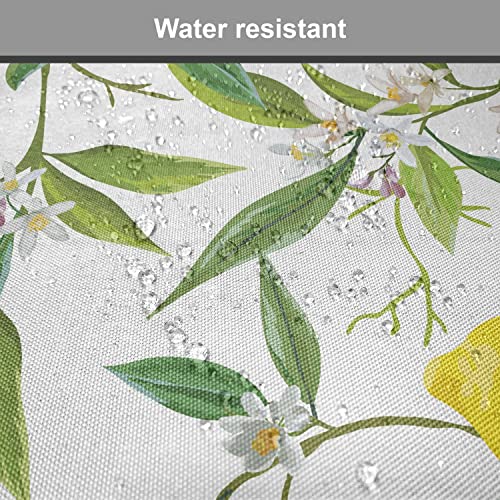 Ambesonne Nature Chair Seating Cushion Set Of 4, Flowering Lemon Woody Plant Romance Habitat Citrus Fresh Background, Anti-Slip Seat Padding For Kitchen & Patio, 16"X16", Fern Green Yellow White #TOP5