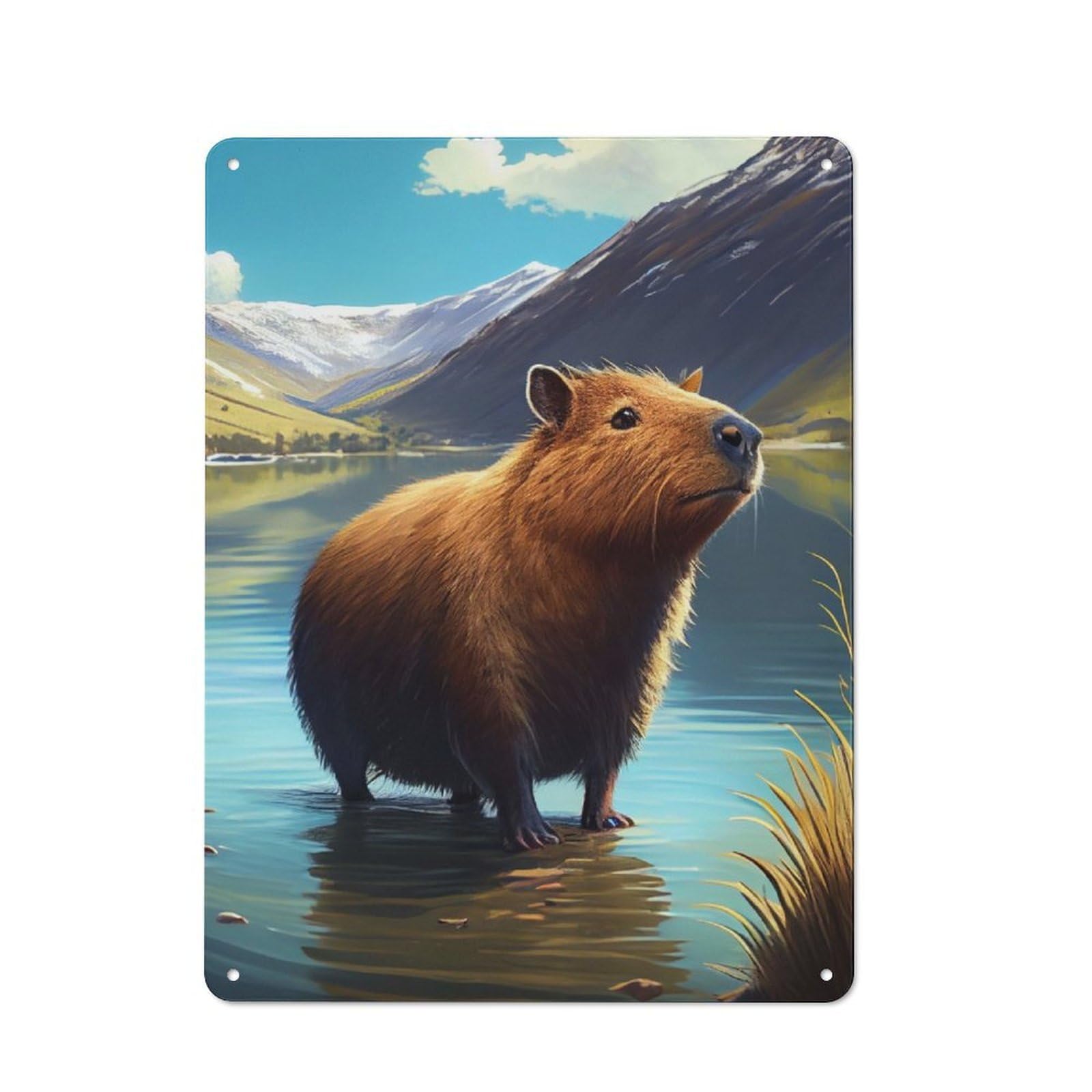 Junmoney Capybara Animal Retro Metal Wall Sign 40X30cm With For Home Bar Wall, A Housewarming Gift For Hosts Who Enjoy Retro Interiors