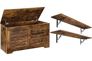 Rustic DINZI Storage Chest & Wall Shelves Bundle for Homes and Offices