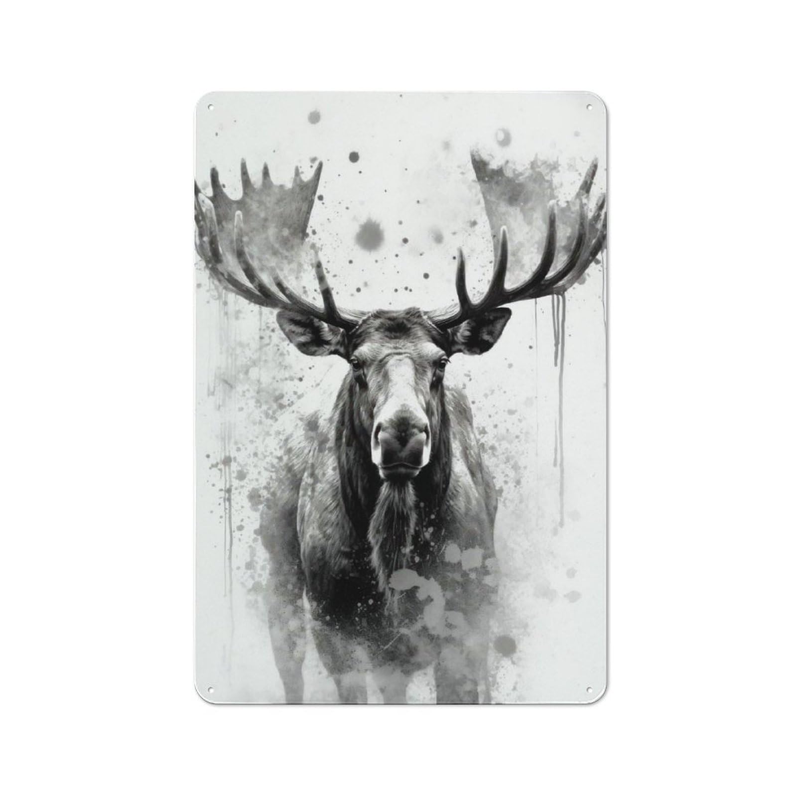 Junmoney Moose Beauty Watercolor Rustic Tin Sign 30X20cm For Garden Room Or Summerhouse, New-Space Wall Decor For Garden Room Decor Fans
