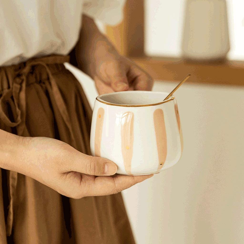 FiliżAnki Kubek PodróżNy Duży Kubek Do Kawy 13,4 Uncji, Ręcznie Malowany Kolorowy Kubek Porcelanowy-ceramiczne Kubki Do Picia Restauracji Kawa Kubek Kubek (Blue : Bronze)